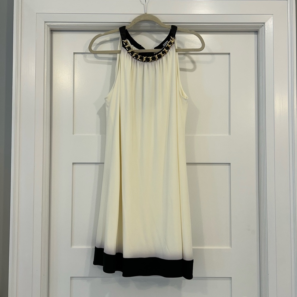 Jessica Howard Cream and Black A-Line Midi Dress